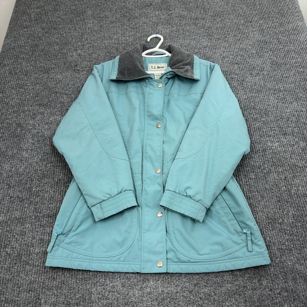 VTG LL Bean Parka Jacket Womens PM Teal Fleece Lined Insulated Utility Gorpcore